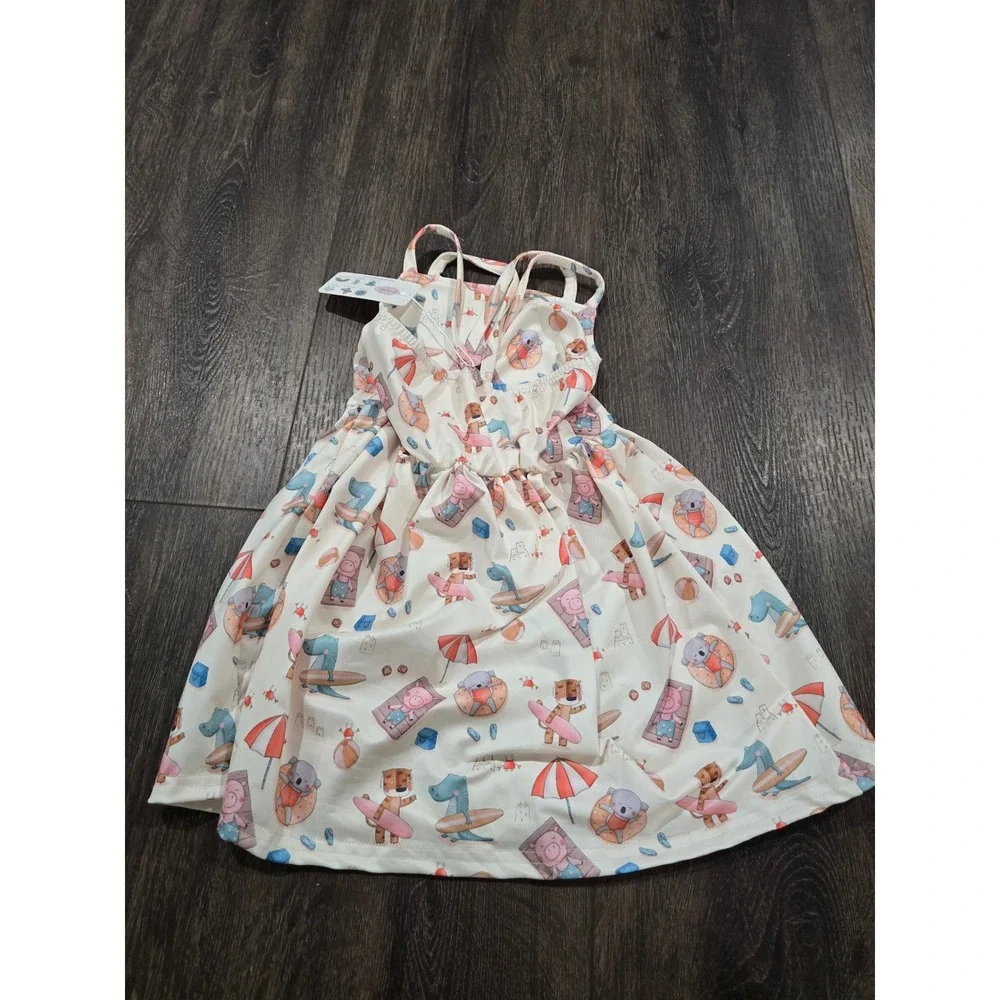 Pete + Lucy 2T Beach Animal Print Dress Criss Cross Back Milk Silk Boutique